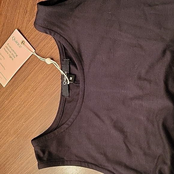 Quince Tencel Jersey Mini Swing Dress Medium Black or Olive Green - Picture 5 of 10